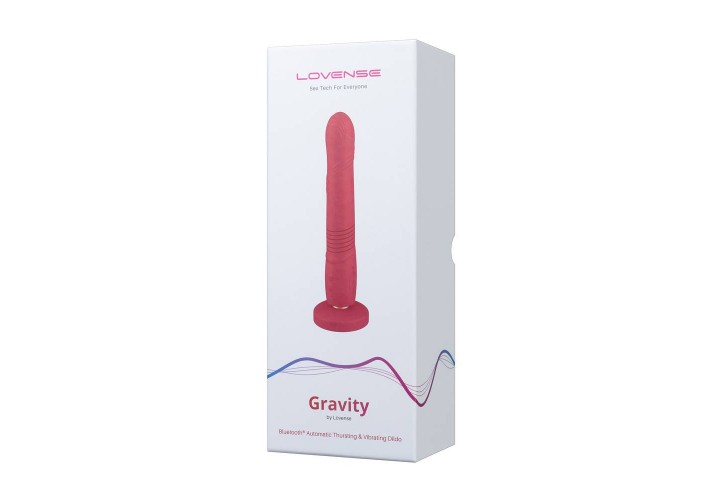 Δονητής Με Κίνηση Πάνω Κάτω & Εφαρμογή Κινητού - Lovense Gravity Thrusting Dildo Red 13cm