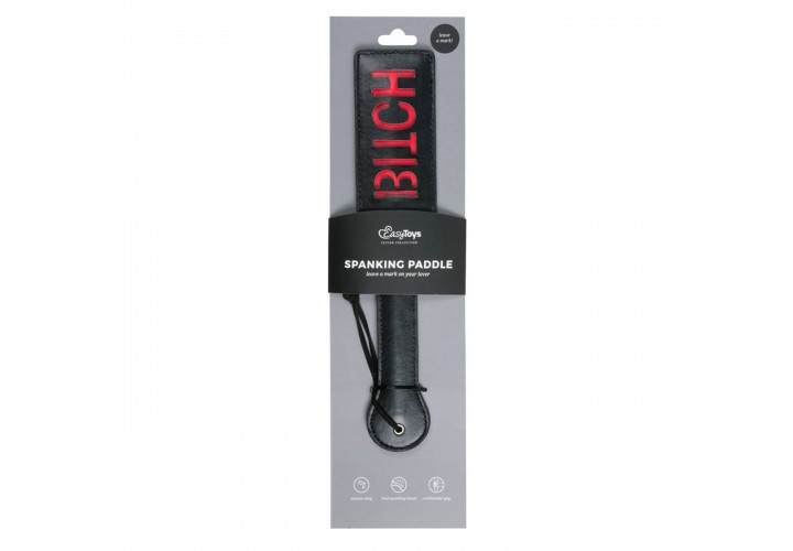 Φετιχιστικό Κουπί Με Σχέδιο - Black Leather Paddle Bitch