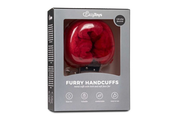 Μεταλλικές Χειροπέδες Με Κόκκινη Γούνα - Furry Handcuffs Red