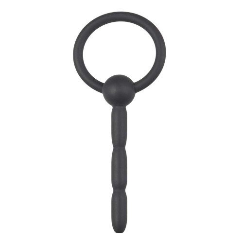 Διαστολέας Ουρήθρας Σιλικόνης - Sinner Gear Ribbed Hollow Silicone Penis Plug Black 10.5cm