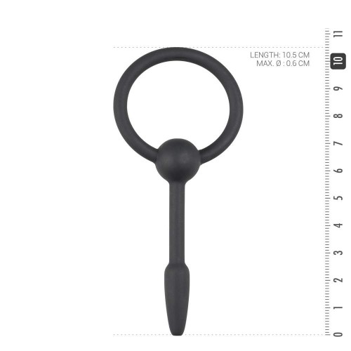 Μικρή Σφήνα Ουρήθρας Με Άνοιγμα - Sinner Gear Silicone Penis Plug With Pull Ring Small Black 10cm