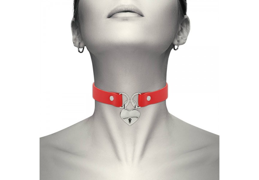 Coquette Chic Desire Hand Crafted Choker Keys Heart Red