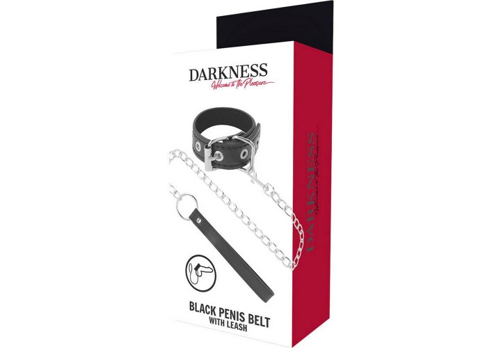 Μαύρη Ζώνη Πέους Με Λουρί - Darkness Penis Ring With Strap