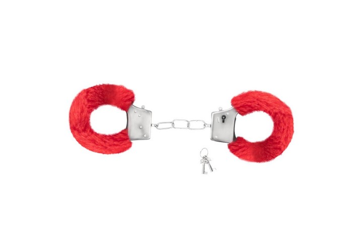 Crushious Love Cuffs Furry Handcuffs Red