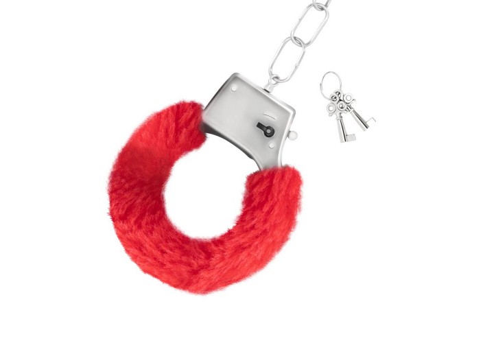 Μεταλλικές Χειροπέδες Με Κόκκινο Γουνάκι - Crushious Love Cuffs Furry Handcuffs Red