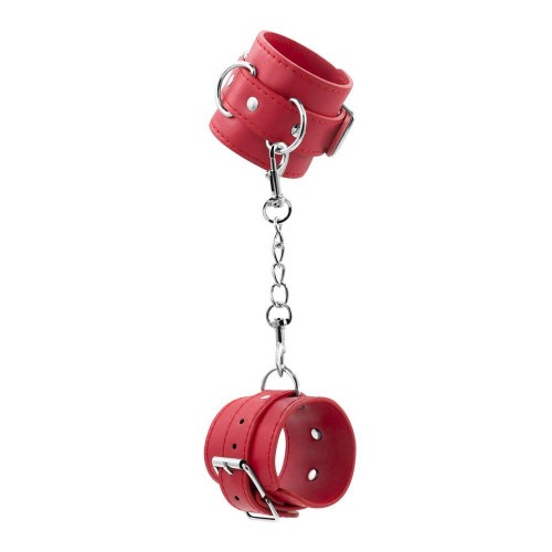 Crushious Bondage Love Leather Handcuffs Red