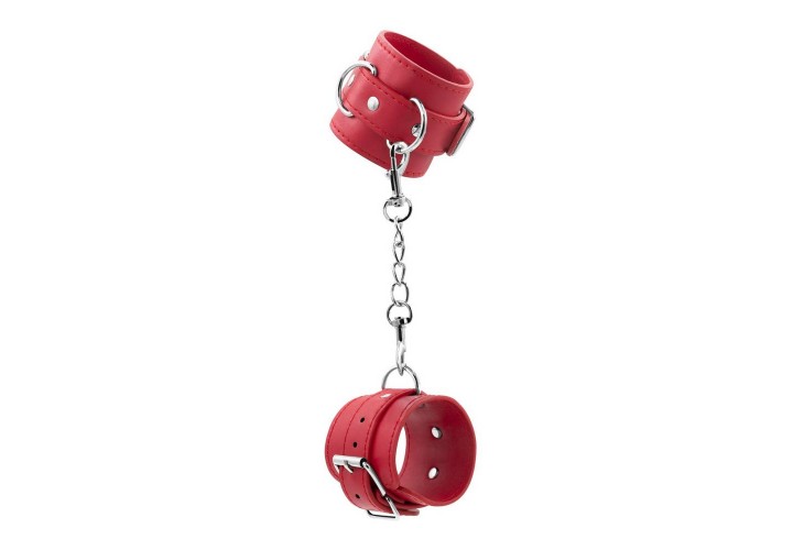 Crushious Bondage Love Leather Handcuffs Red