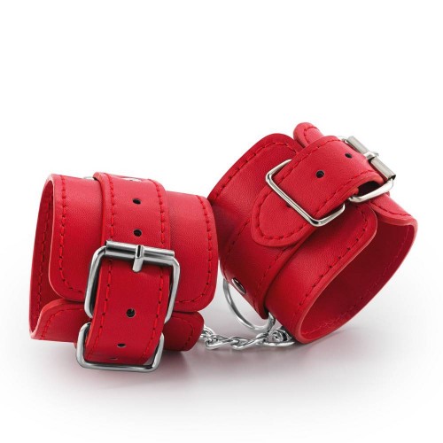 Crushious Bondage Love Leather Handcuffs Red