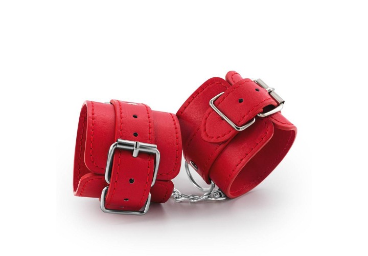 Crushious Bondage Love Leather Handcuffs Red