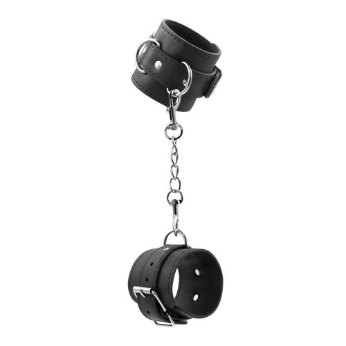 Crushious Bondage Love Leather Handcuffs Black