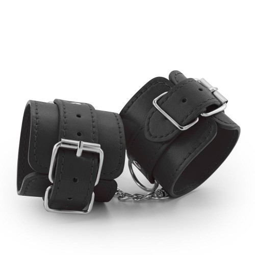 Crushious Bondage Love Leather Handcuffs Black