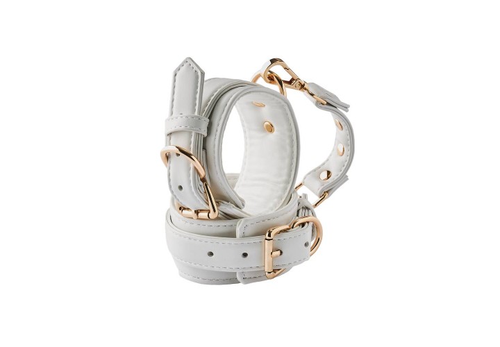 Άσπρες Δερμάτινες Χειροπέδες - Dream Toys Blaze Elite Handcuffs White