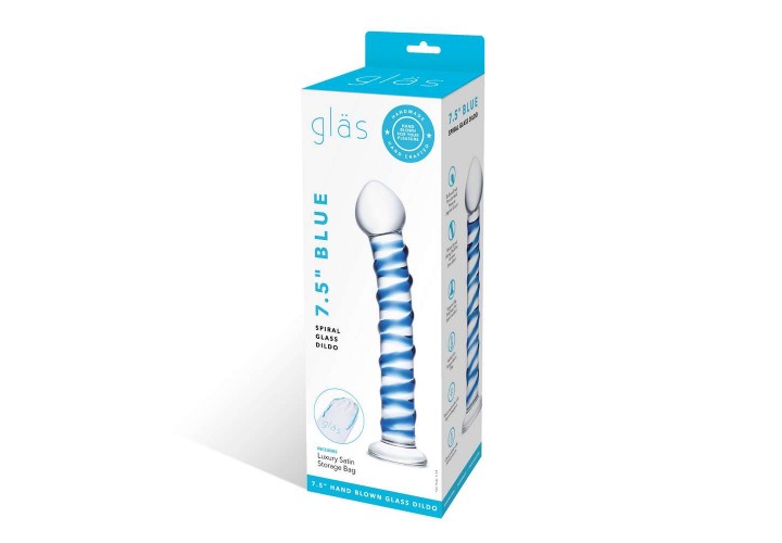 Γυάλινο Ομοίωμα Με Ραβδώσεις - Glas Blue Spiral Glass Dildo