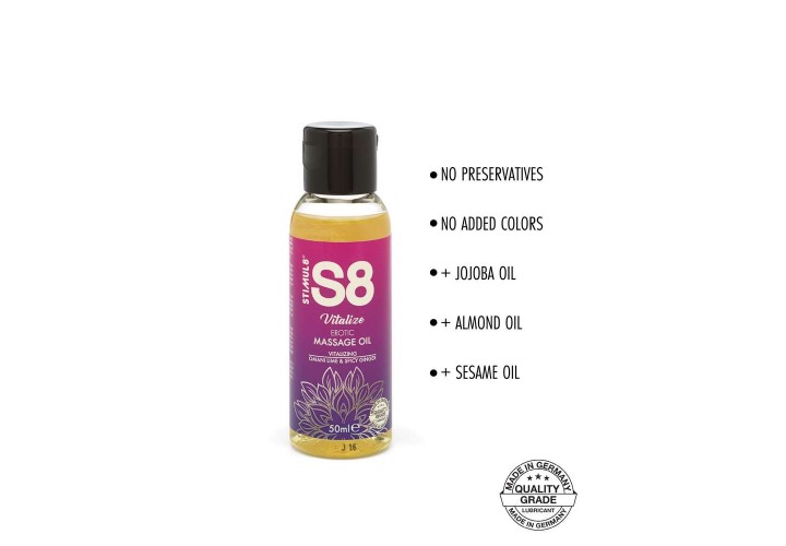 Λάδι Μασάζ Με Άρωμα Λεμόνι & Πιπερόριζα - Stimul8 S8 Massage Oil Vitalize 50ml