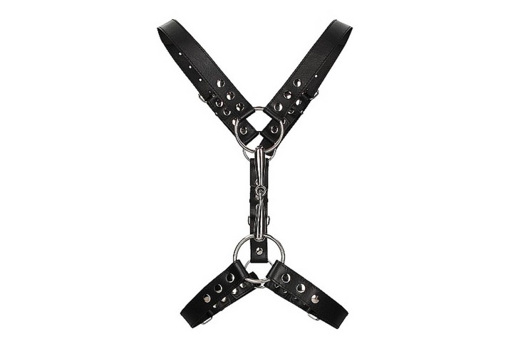 Shots Ouch Men's Harness With Metal Bit One Size Black