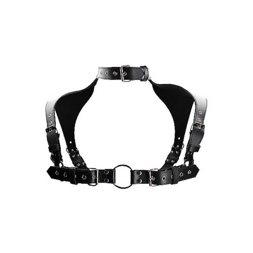 Δερμάτινοι Ιμάντες Στήθους Με Κολάρο - Shots Ouch Men Harness With Neck Collar One Size Black