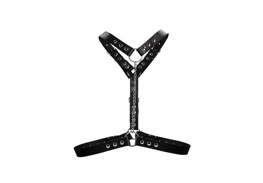 Δερμάτινοι Ιμάντες Στήθους Με Αλυσίδα - Shots Ouch Twisted Bit Black Leather Harness One Size Black