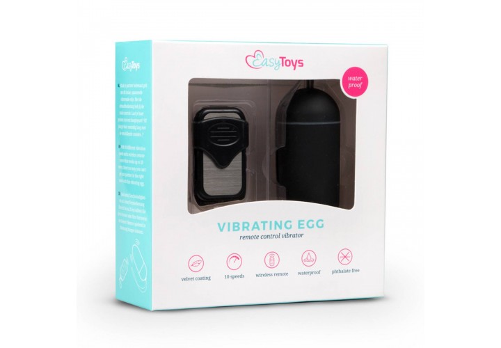 Easytoys Vibrating Egg Remote Control Black 8cm
