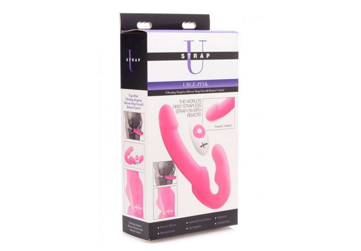 Διπλό Ομοίωμα Σιλικόνης Με Ασύρματη Δόνηση - Urge Strapless Strap On Vibrator Pink
