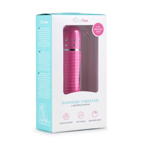 Ροζ Μίνι Δονητής Με Στρας - Mini Vibrator Ribbed Pink 11.4cm