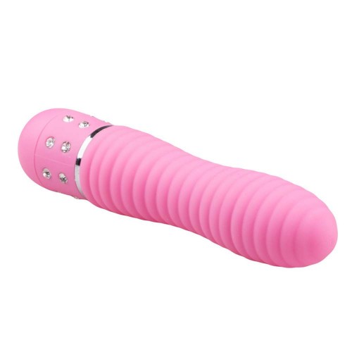 Ροζ Μίνι Δονητής Με Στρας - Mini Vibrator Ribbed Pink 11.4cm