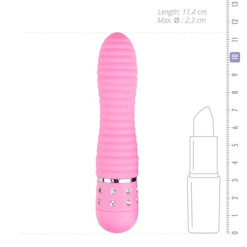 Ροζ Μίνι Δονητής Με Στρας - Mini Vibrator Ribbed Pink 11.4cm