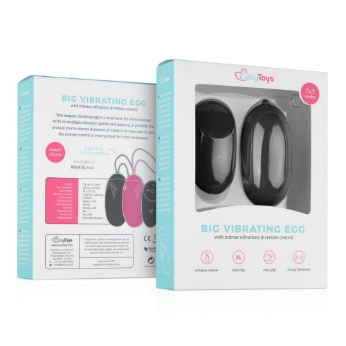 Easytoys Vibrating Egg With Remote Control Black 8cm