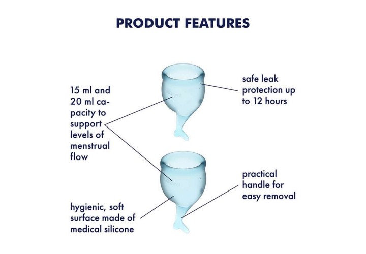 Εμμηνορροϊκά Κύπελλα Περιόδου Σιλικόνης - Satisfyer Feel Secure Menstrual Cup Set Light Blue