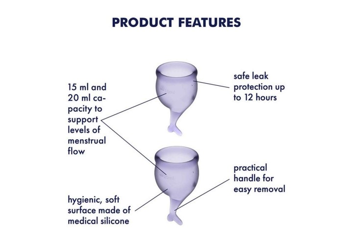 Εμμηνορροϊκά Κύπελλα Περιόδου Σιλικόνης - Satisfyer Feel Secure Menstrual Cup Set Lila