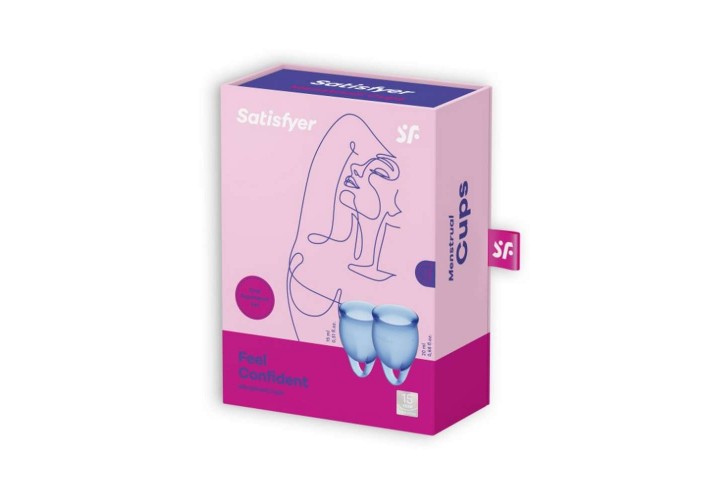 Εμμηνορροϊκά Κύπελλα Περιόδου Σιλικόνης - Satisfyer Feel Confident Menstrual Cup Set Dark Blue