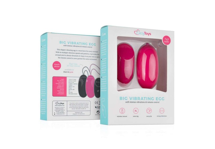 Easytoys XL Vibrating Egg With Remote Control Pink 8cm