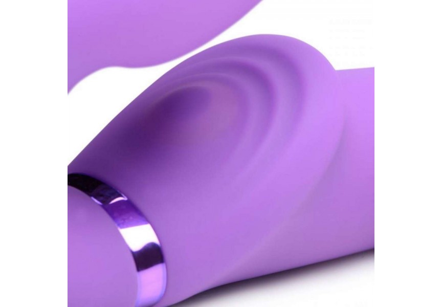 Ασύρματο Φουσκωτό Διπλό Στραπόν Χωρίς Ζώνη - G Pulse Vibrating Strapless Strap On Purple