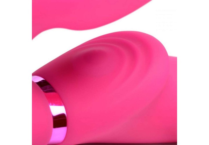 Ασύρματο Φουσκωτό Διπλό Στραπόν Χωρίς Ζώνη - G Pulse Vibrating Strapless Dildo With Remote Control Pink