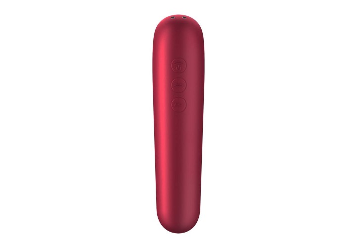 Παλμικός Δονητής Κλειτορίδας & Σημείου G Με Εφαρμογή Κινητού - Satisfyer Dual Love Air Pulse Vibrator Red 18cm