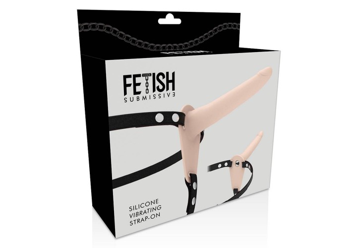 Μπεζ Ομοίωμα Πέους Με Ρυθμιζόμενη Ζώνη & Δόνηση - Fetish Submissive Silicone Strap On Vibrator Flesh 15cm