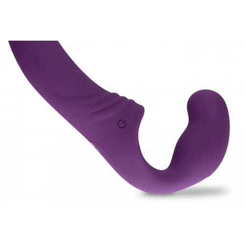 Μωβ Διπλό Ομοίωμα Σιλικόνης Με Δόνηση - Easytoys Strapless Strap On Vibrator Purpel 21.6cm