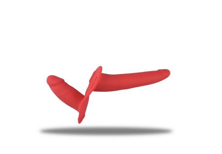 Κόκκινο Διπλό Ομοίωμα Πέους Με Ζώνη - Strap On Double Enjoyment Red 15cm