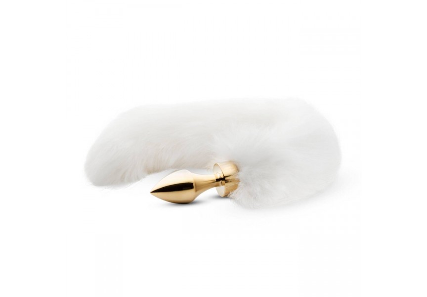 Χρυσή Μεταλλική Σφήνα Με Ουρά - Easytoys Fox Tail Plug No. 13 Gold/White