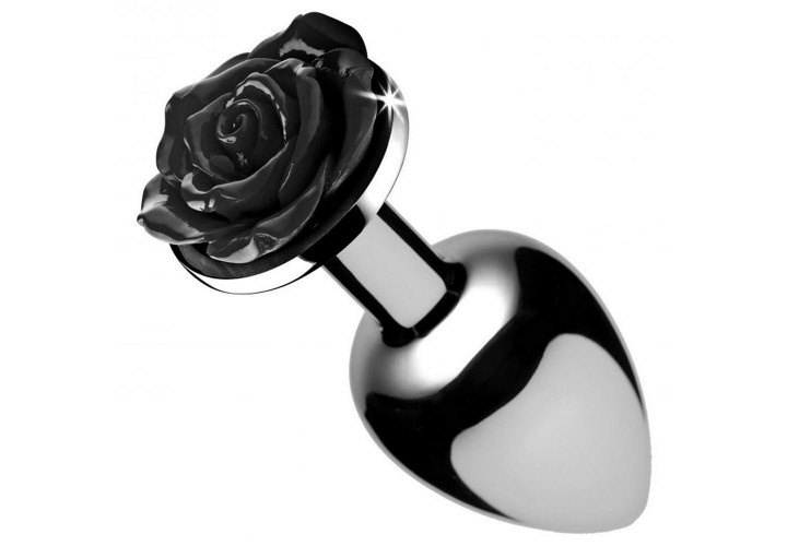 Μεταλλική Πρωκτική Σφήνα Μαύρο Τριαντάφυλλο - Booty Sparks Black Rose Anal Plug 8cm