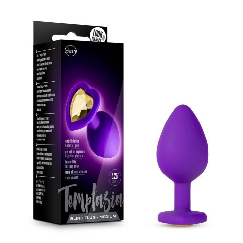 Πρωκτική Σφήνα Σιλικόνης Με Κόσμημα – Silicone Temptasia Bling Plug Medium Purple 8.2cm
