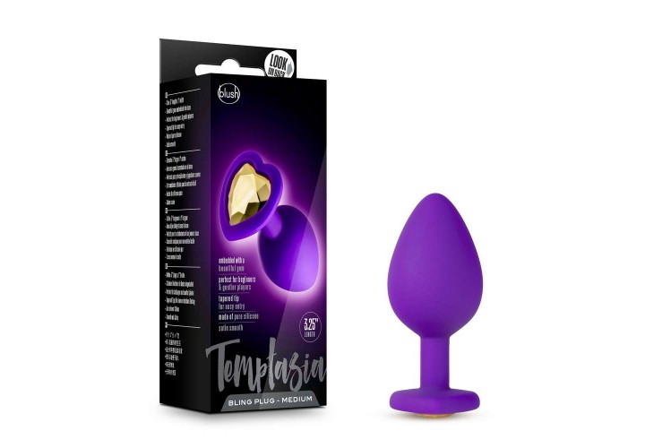 Silicone Temptasia Bling Plug Medium Purple 8.2cm