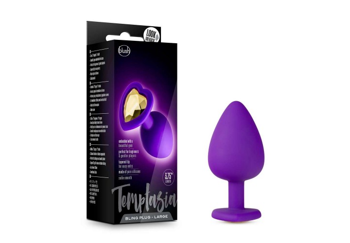 Πρωκτική Σφήνα Σιλικόνης Με Κόσμημα – Silicone Temptasia Bling Plug Large Purple