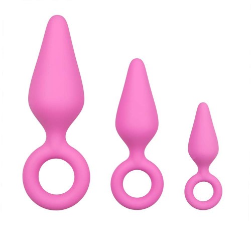 Σετ Πρωκτικές Σφήνες Σιλικόνης - Buttplugs With Pull Ring Set Pink