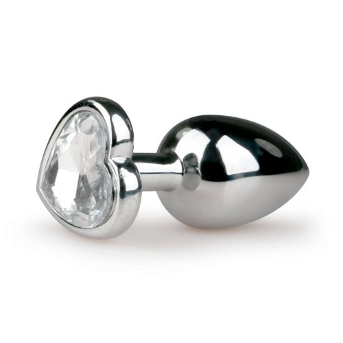 Πρωκτική Σφήνα Με Κόσμημα Καρδιά - Easytoys Metal Butt Plug No.2 Silver/Clear 7.4cm