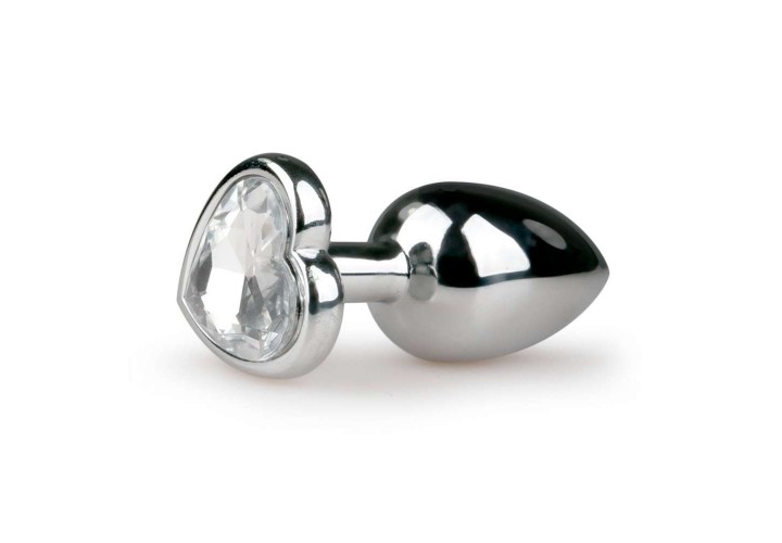 Πρωκτική Σφήνα Με Κόσμημα Καρδιά - Metal Butt Plug No.2 Silver/Clear