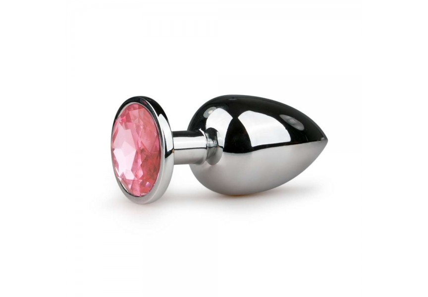 Μεταλλική Πρωκτική Σφήνα Με Κόσμημα - Easytoys Metal Butt Plug No.6 Silver/Pink 9.5cm