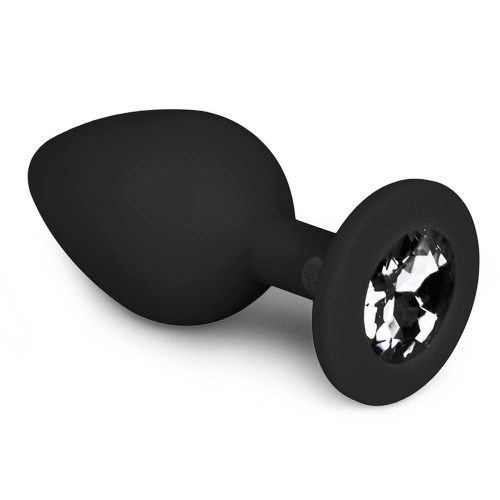 Μαύρη Μεσαία Σφήνα Σιλικόνης Με Κόσμημα - Easytoys Diamond Plug Medium Black 8.5cm