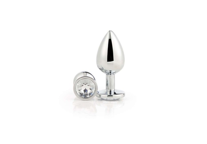 Ασημί Μεταλλική Σφήνα Με Κόσμημα - Dream Toys Gleaming Love Silver Plug Large 9.5cm