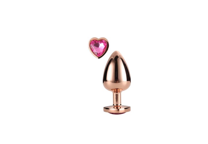 Χρυσή Μεταλλική Σφήνα Με Κόσμημα - Dream Toys Gleaming Love Rose Gold Plug Medium 8.3cm