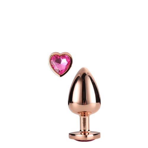 Χρυσή Μεταλλική Σφήνα Με Κόσμημα - Dream Toys Gleaming Love Rose Gold Plug Small 7.1cm